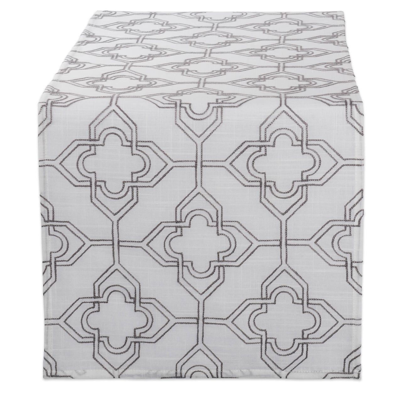 Off White Base Embroidered Lattice Table Runner